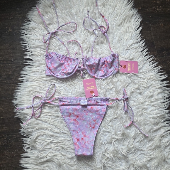 Strawberry Milk Mob Pink and Purple Tie-Dye Bikini Set - Picture 3 of 9